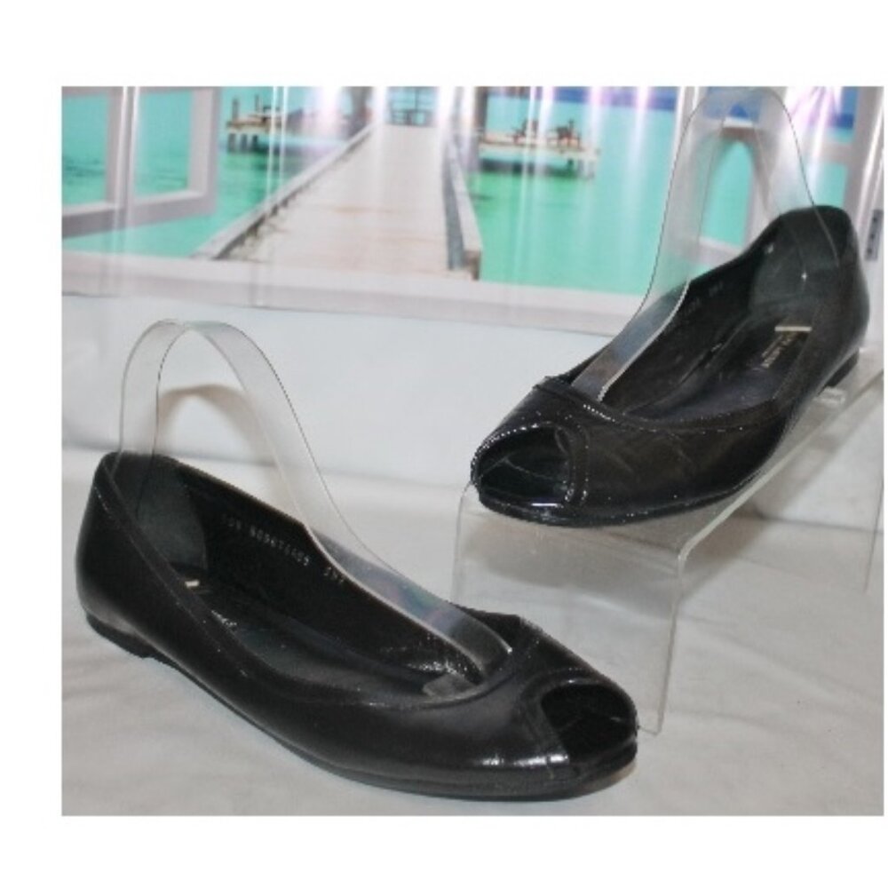 Ralph Lauren Collection Italy Black Leather Open Toe Flats Shoes